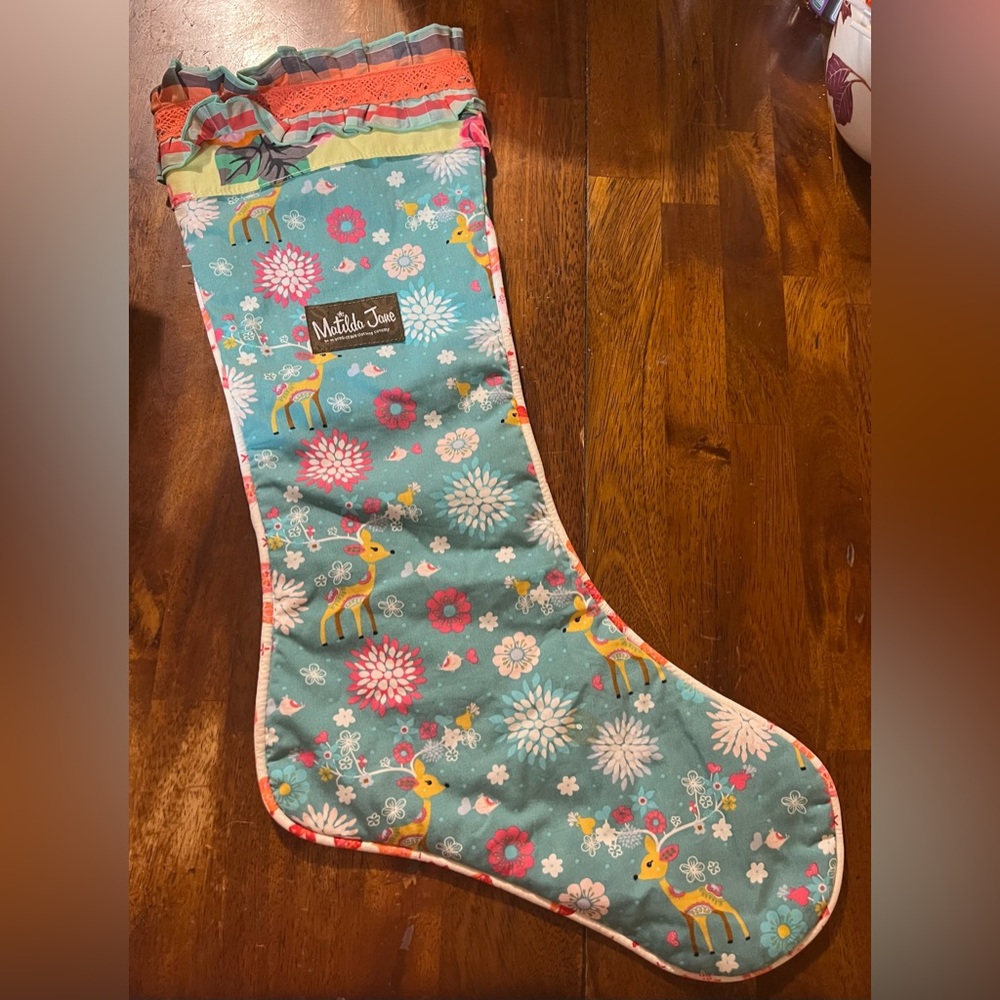 Matilda Jane Once Upon a Time Plaid Ruffle Christmas Stocking